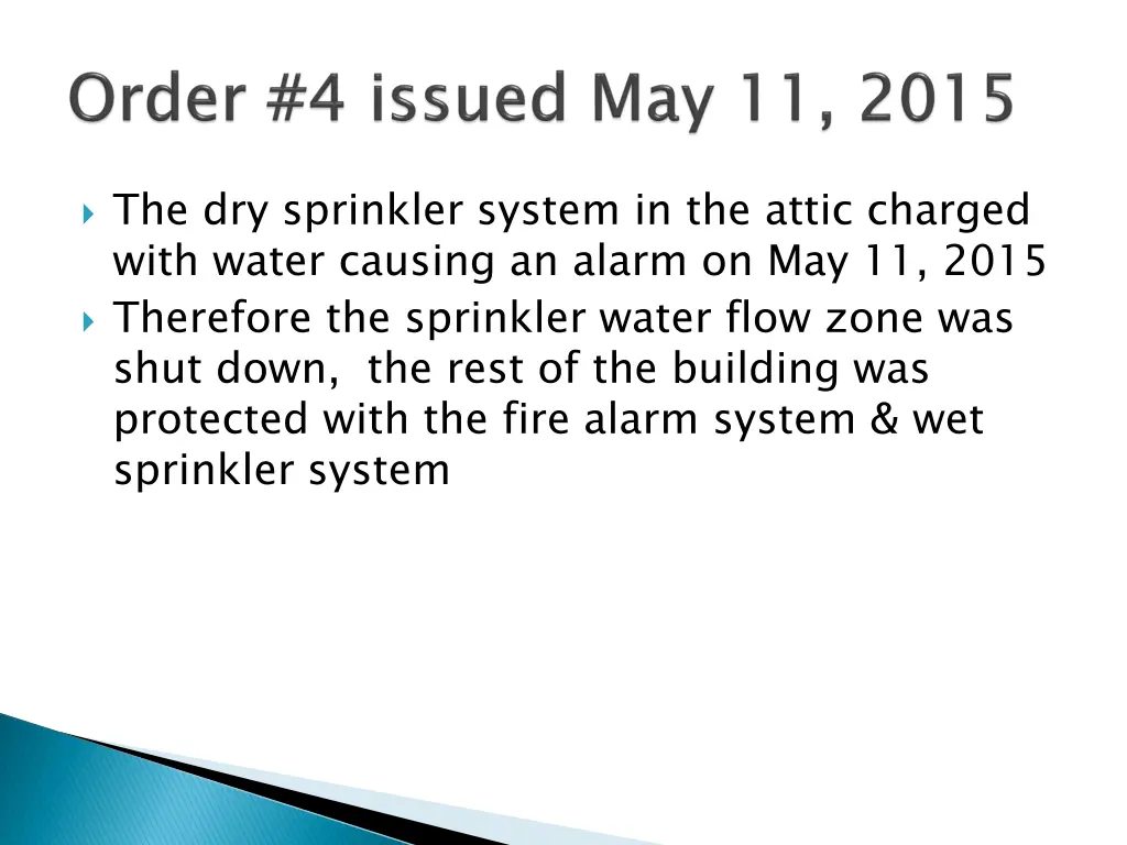 the dry sprinkler system in the attic charged