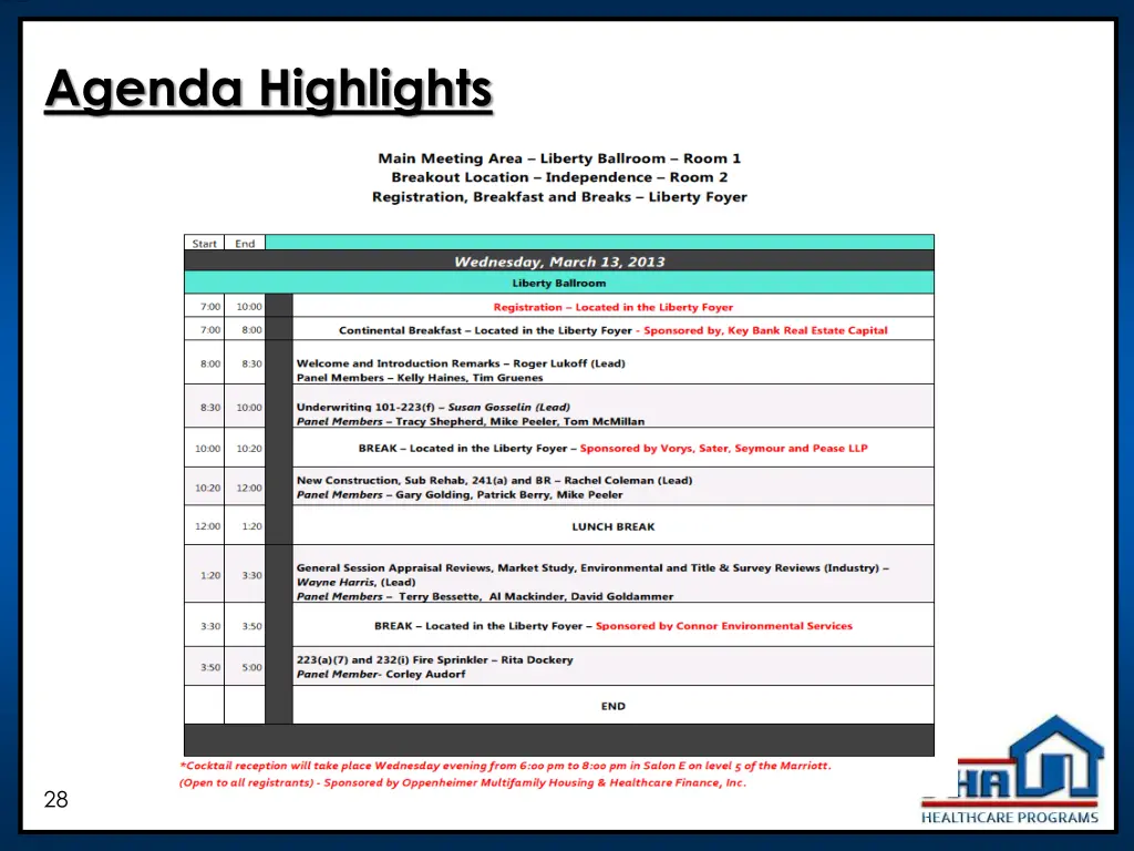 agenda highlights