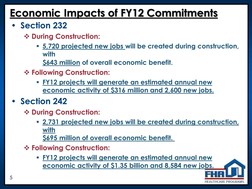 economic impacts of fy12 commitments section