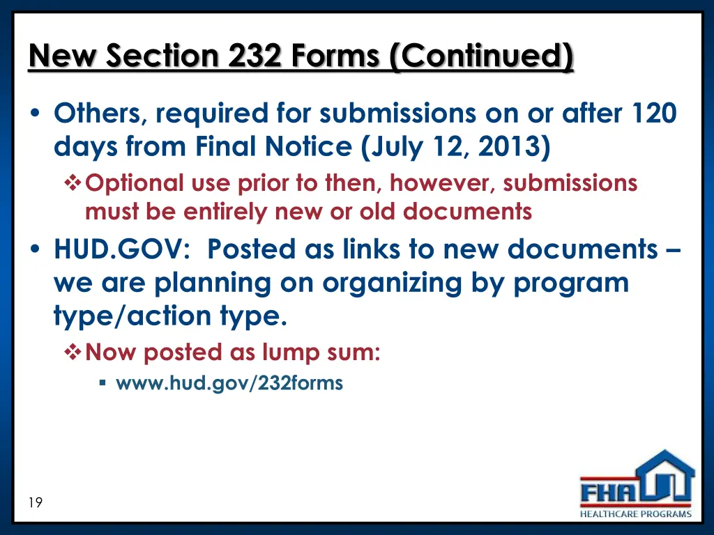 new section 232 forms continued