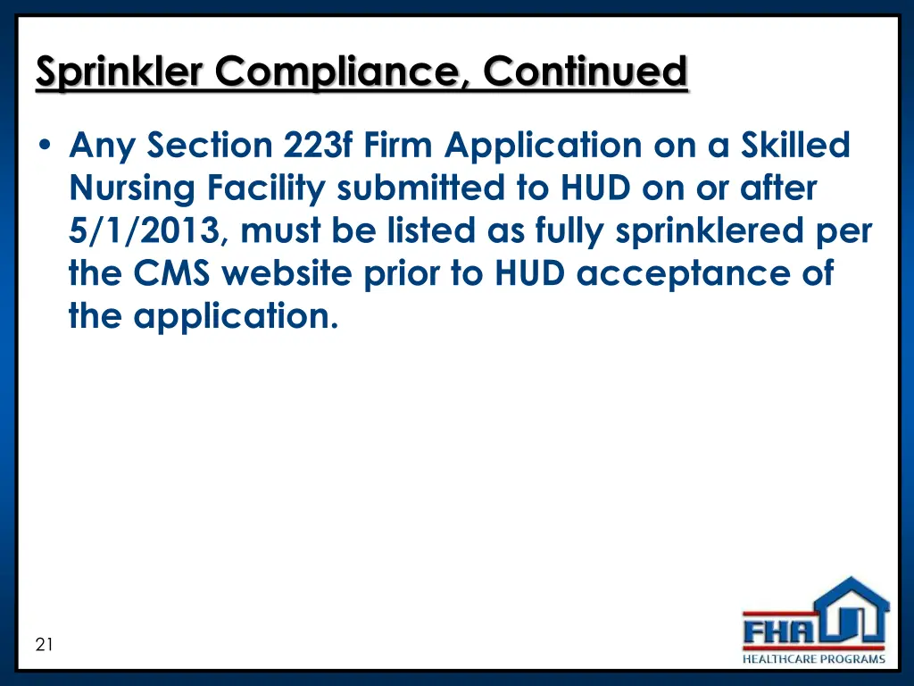 sprinkler compliance continued