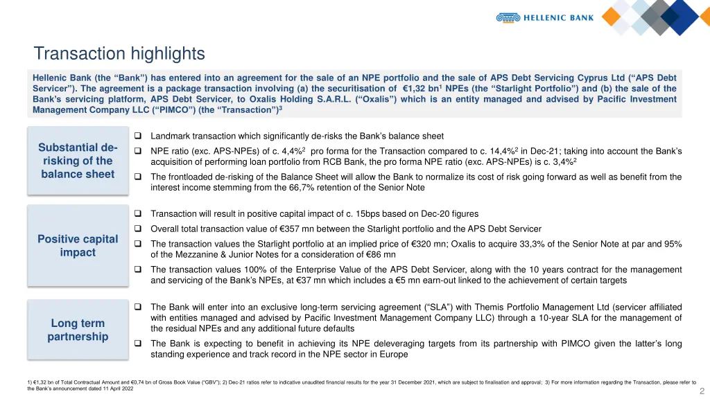 transaction highlights