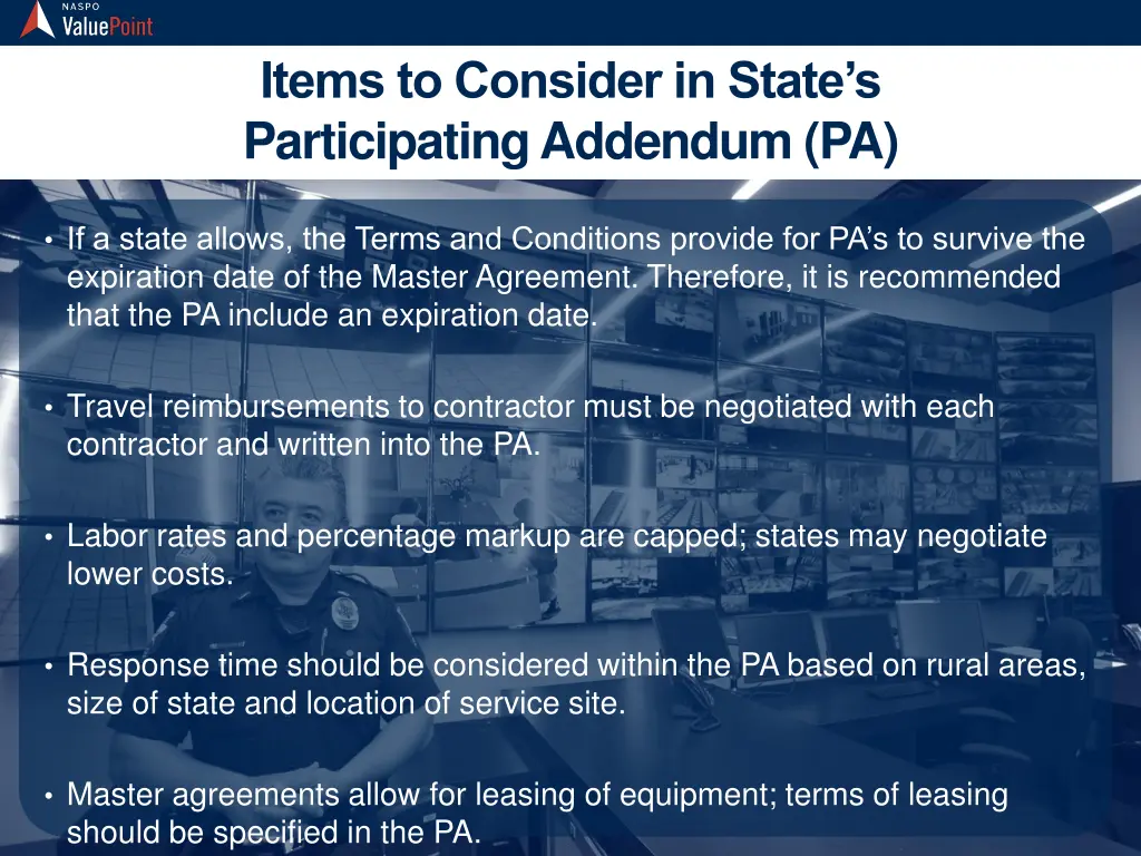 items to consider in state s participating