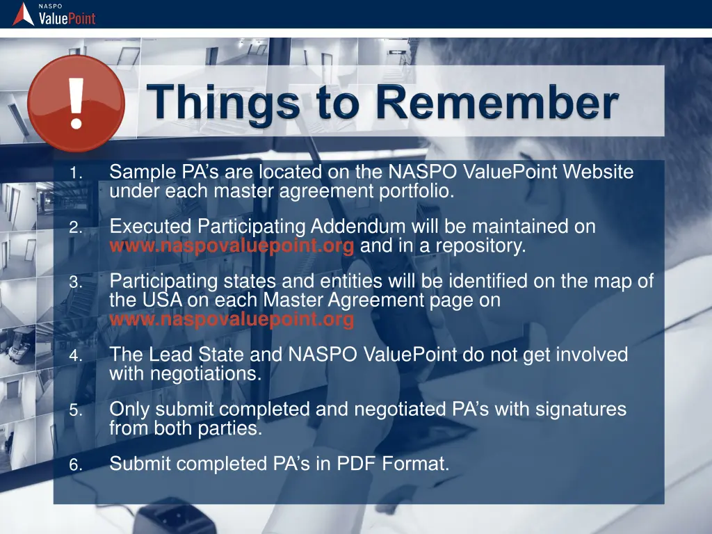 sample pa s are located on the naspo valuepoint