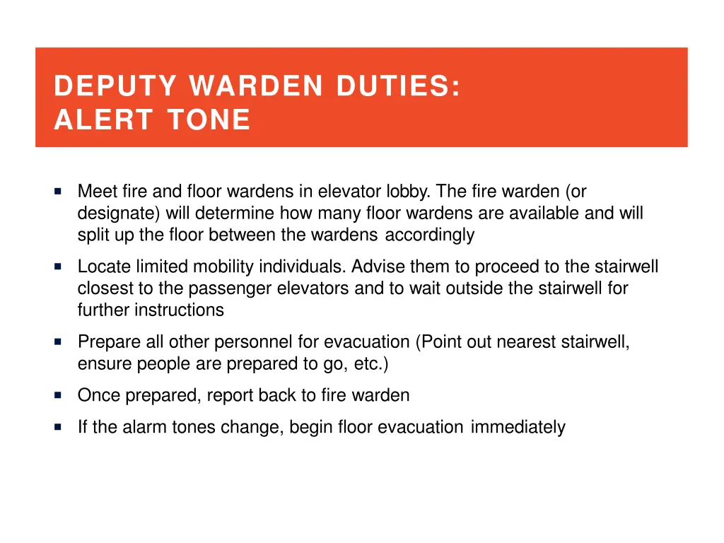 deputy warden duties alert tone