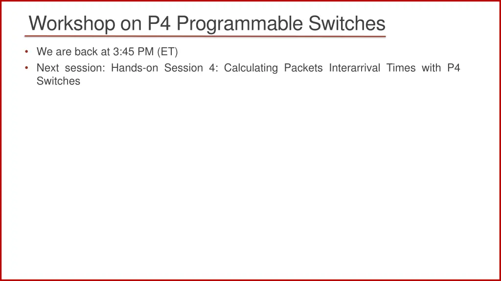 workshop on p4 programmable switches 1