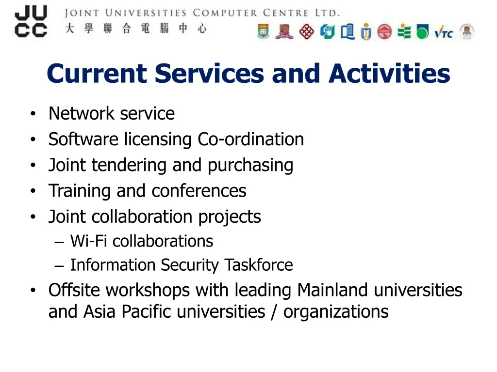 current services and activities