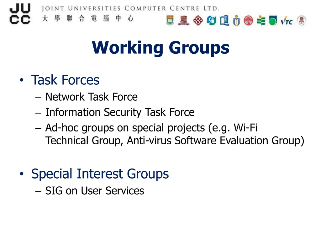 working groups