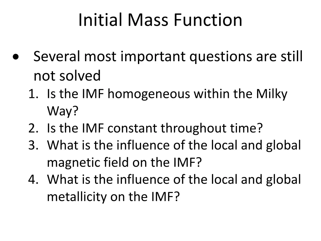 initial mass function 1