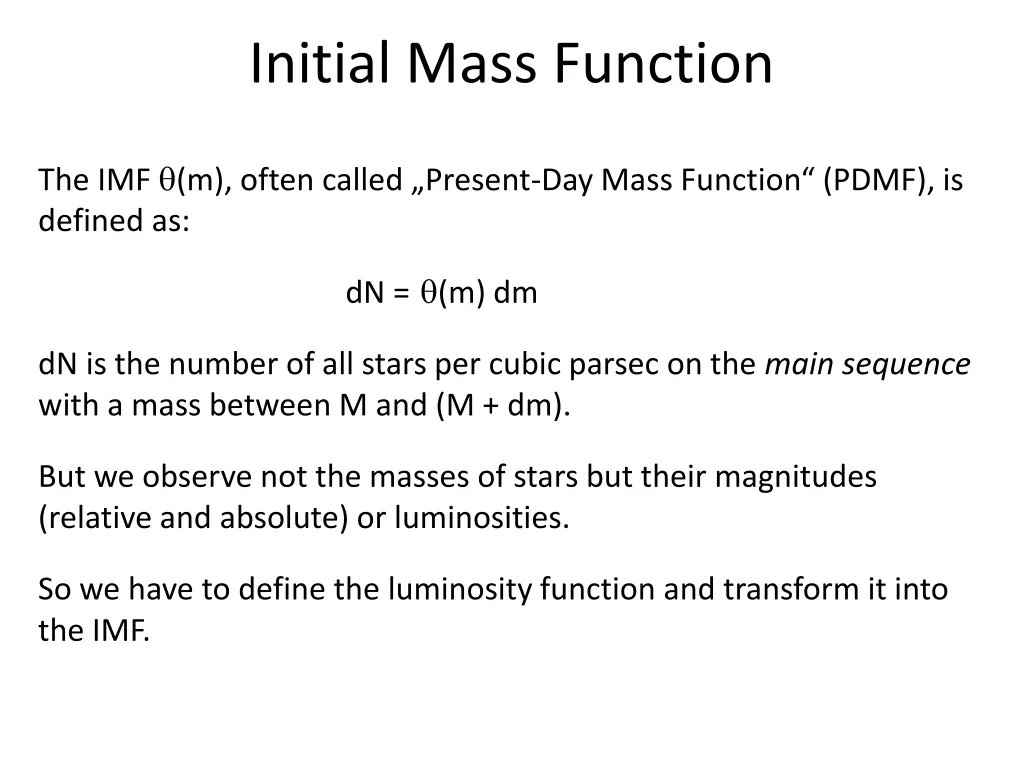 initial mass function 2