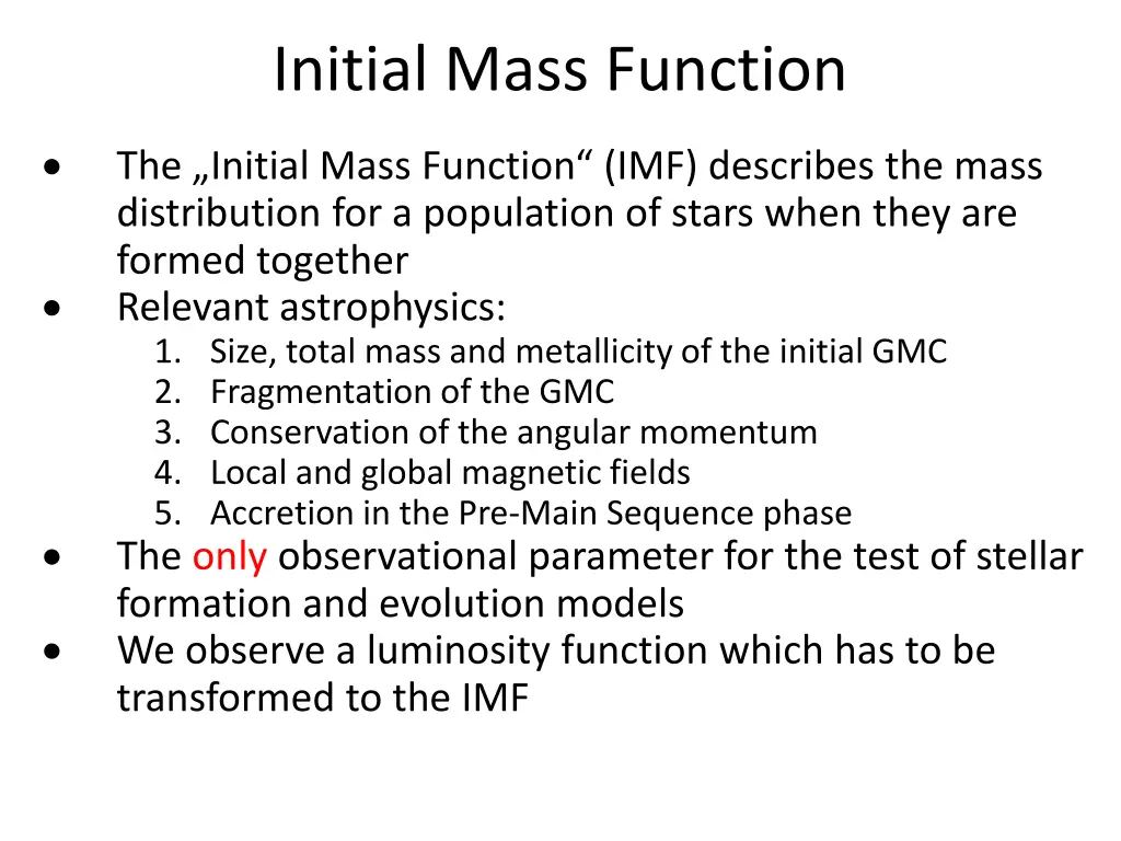 initial mass function