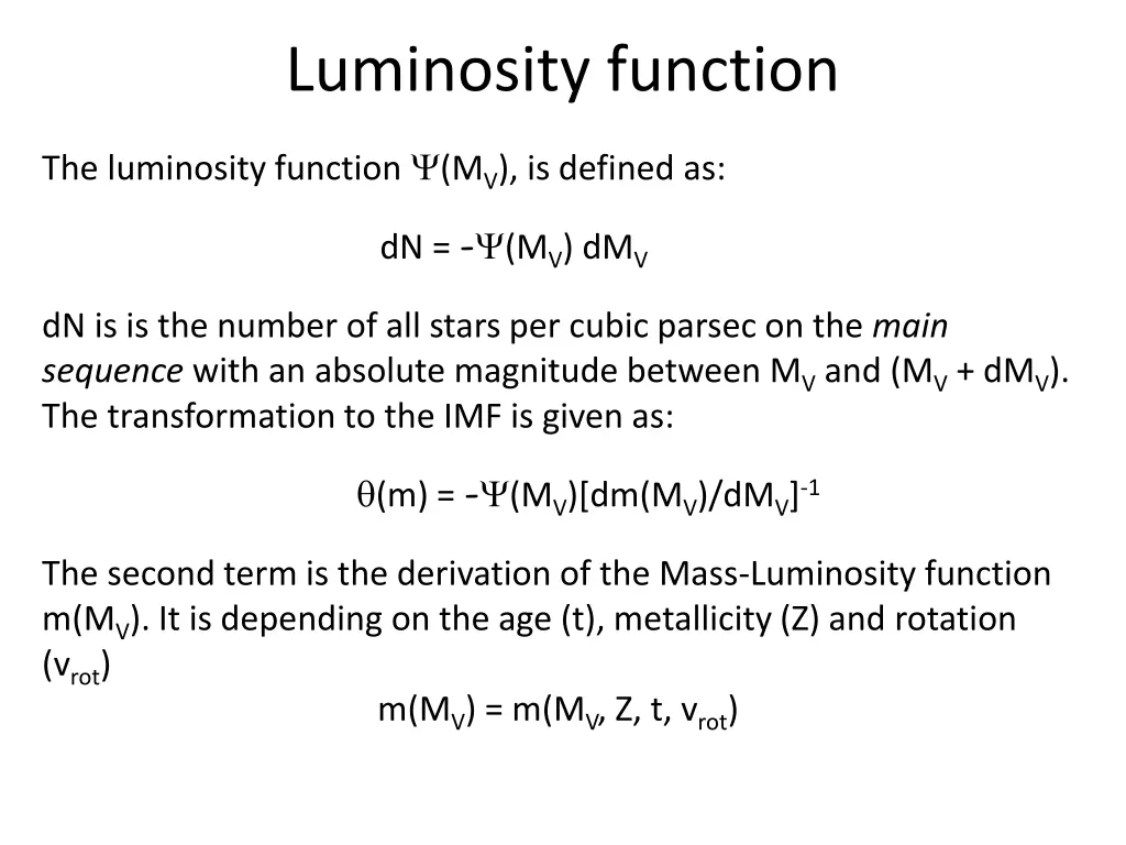 luminosity function