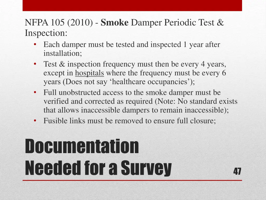 nfpa 105 2010 smoke damper periodic test