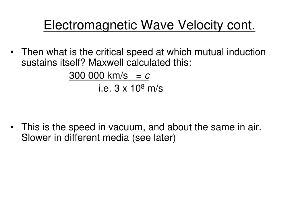 electromagnetic wave velocity cont