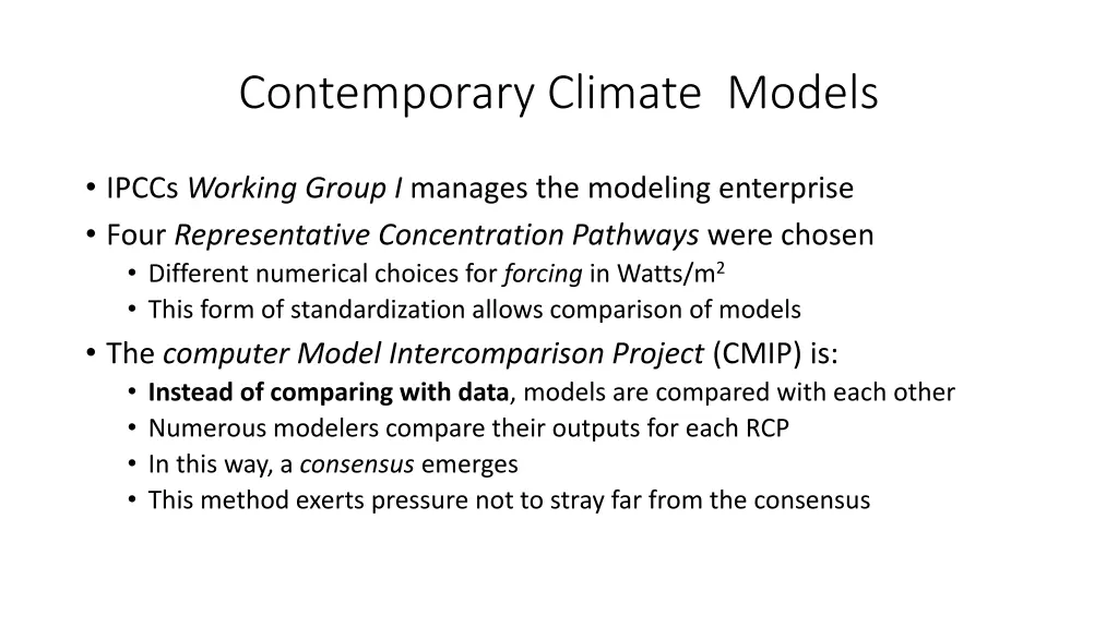 contemporary climate models