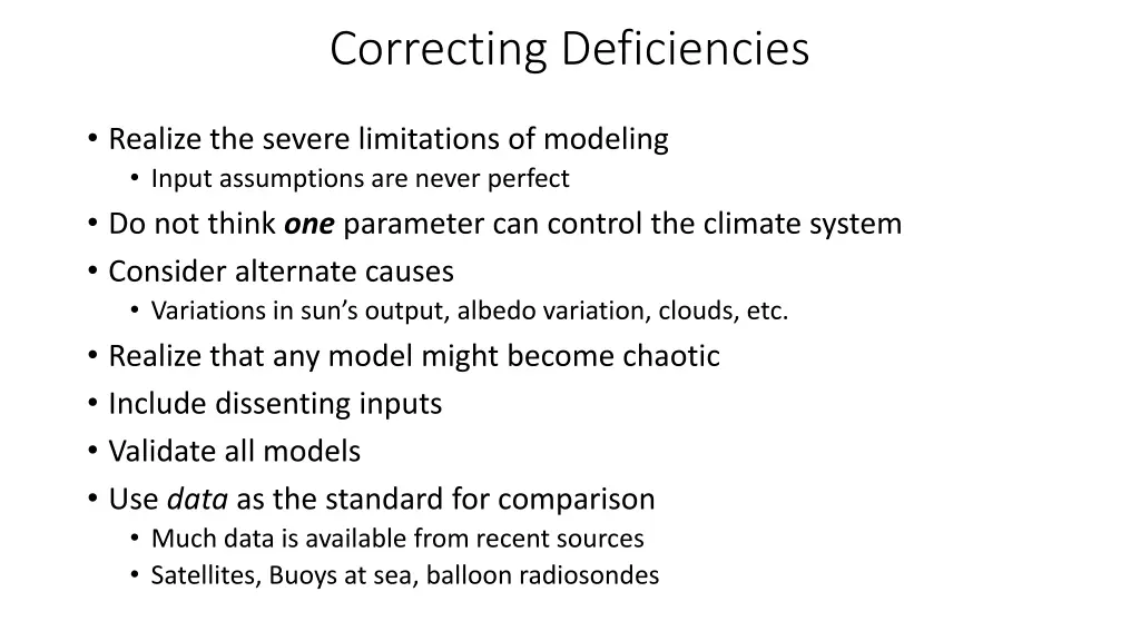 correcting deficiencies