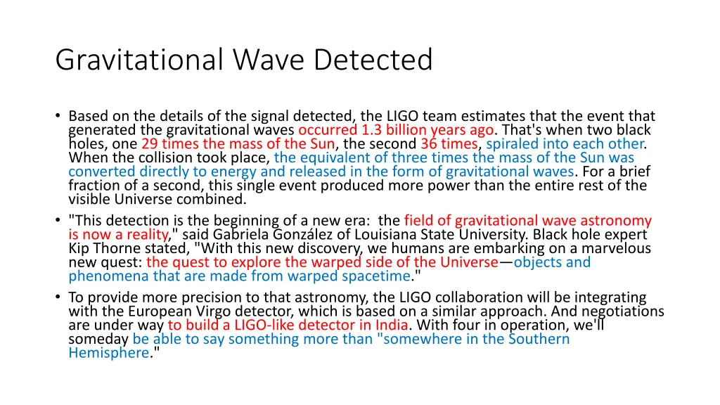 gravitational wave detected