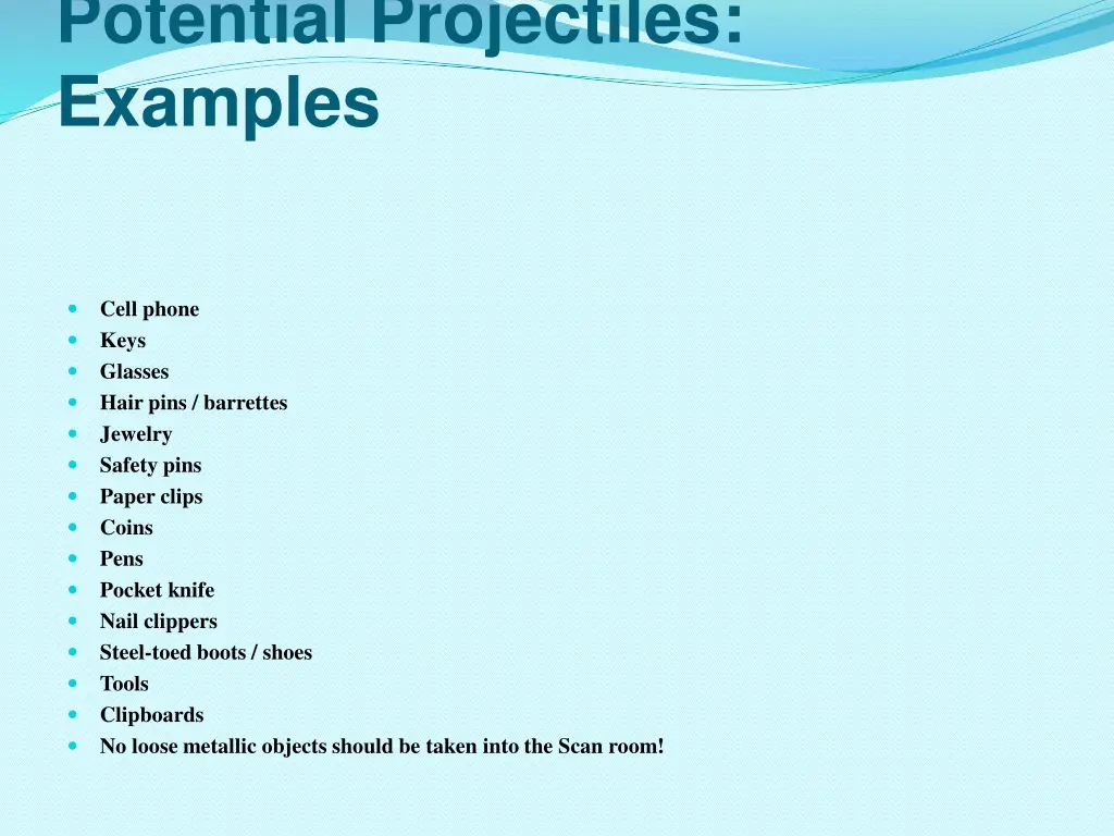 potential projectiles examples