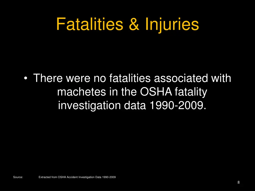 fatalities injuries