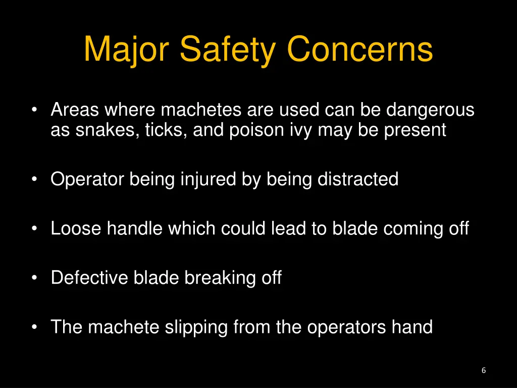 major safety concerns