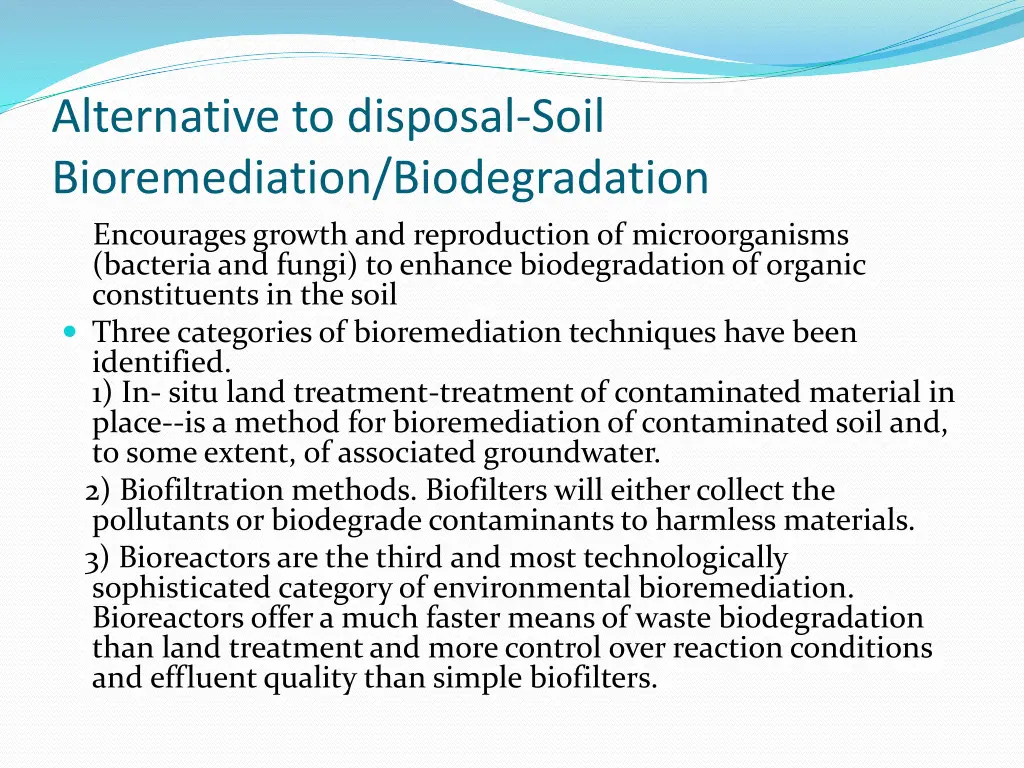 alternative to disposal soil bioremediation