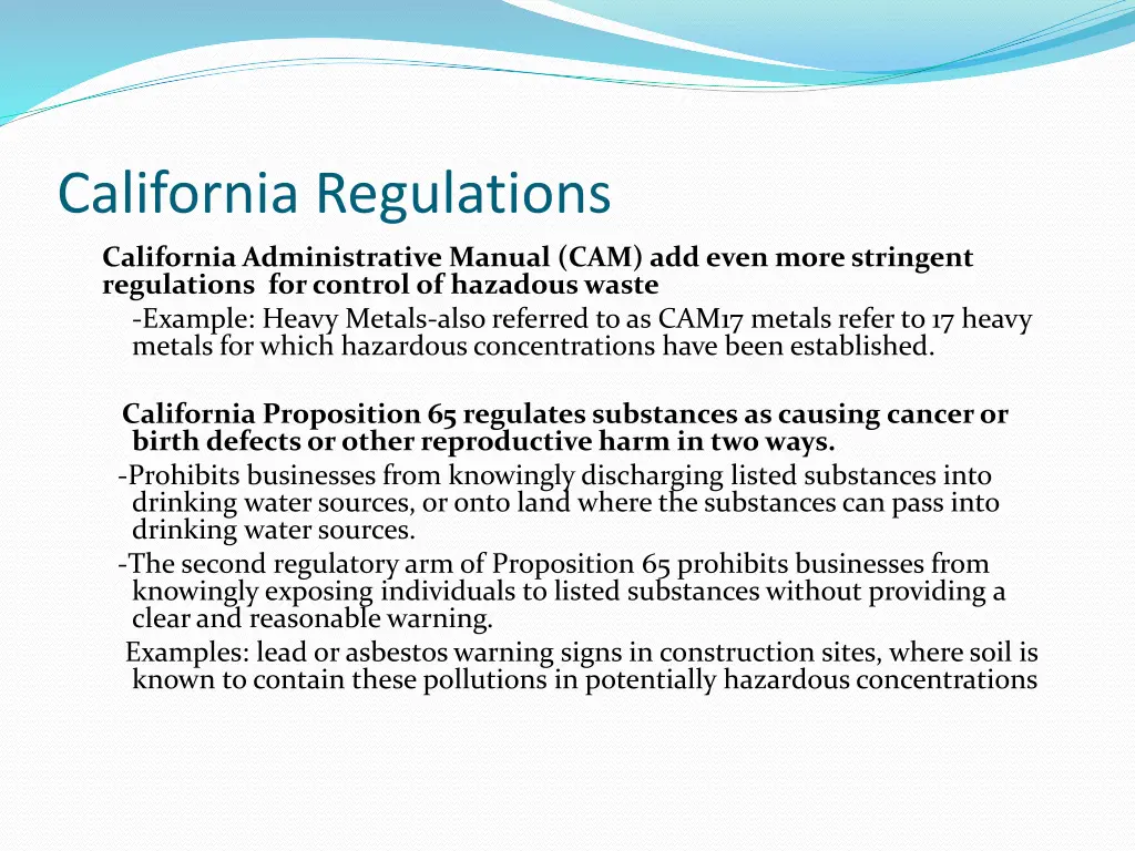 california regulations