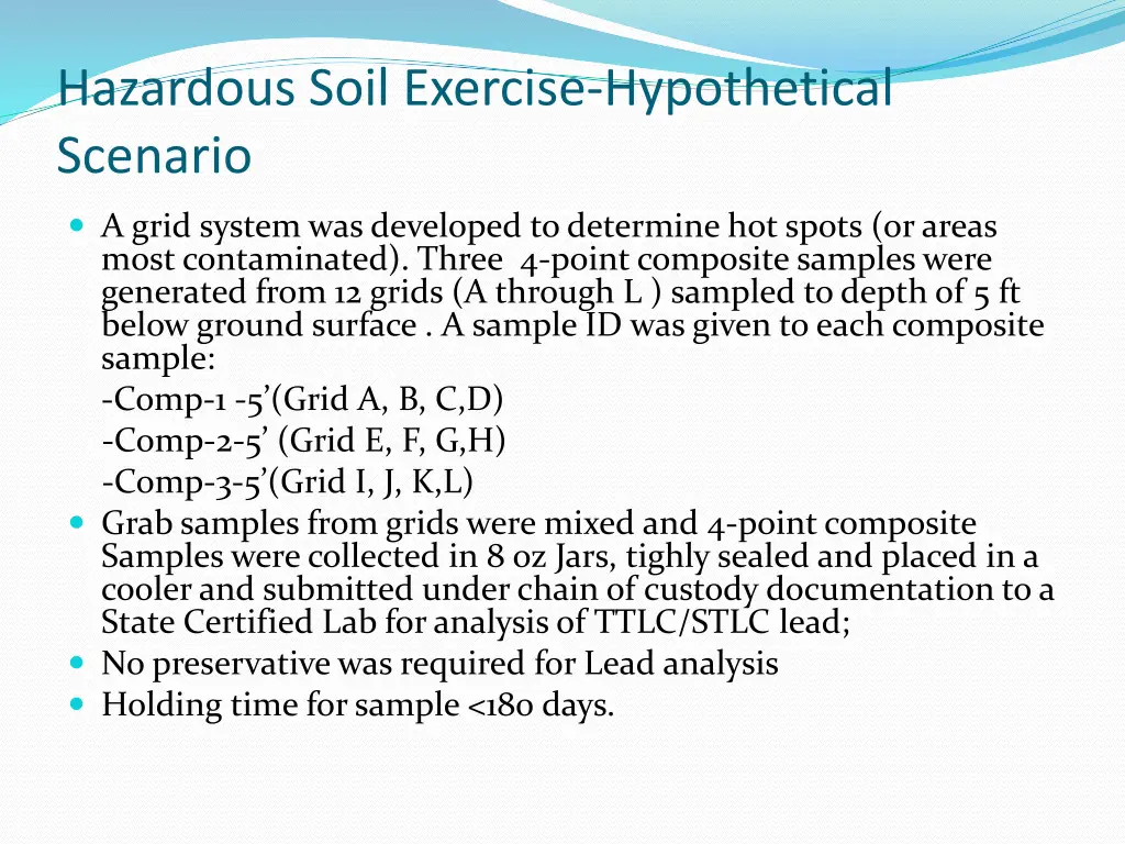 hazardous soil exercise hypothetical scenario