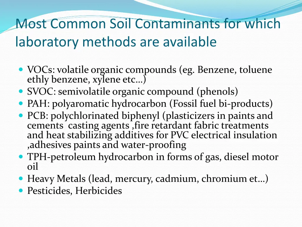 most common soil contaminants for which