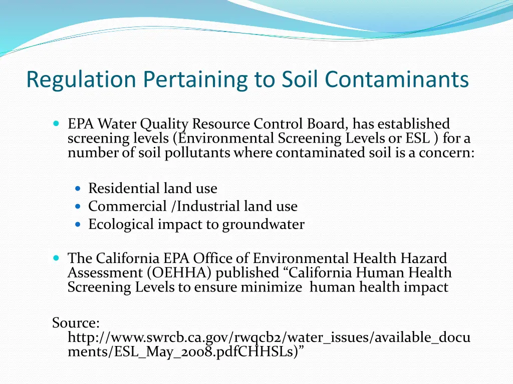 regulation pertaining to soil contaminants