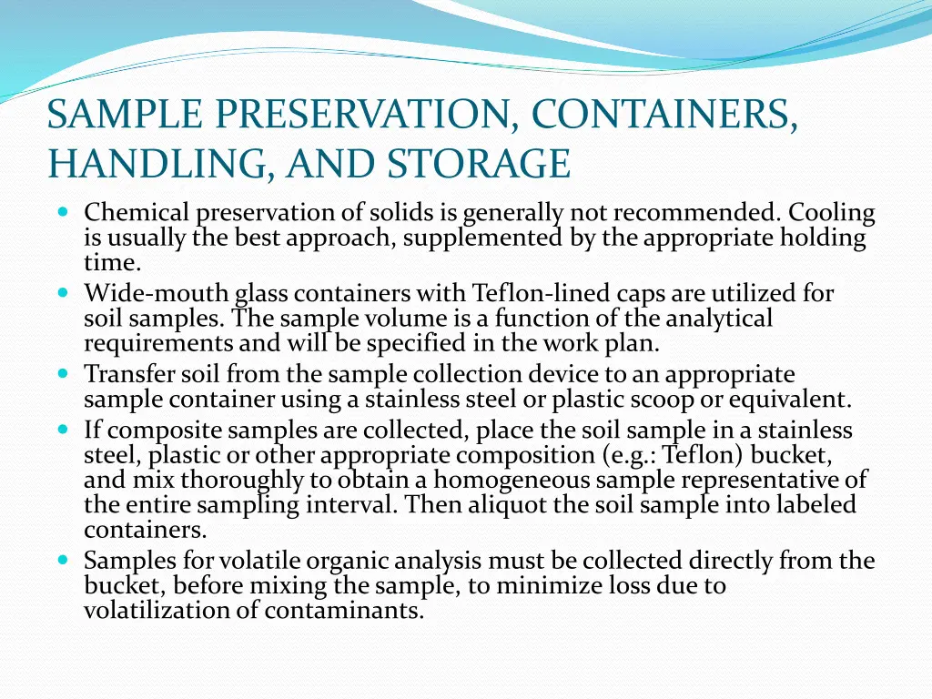 sample preservation containers handling