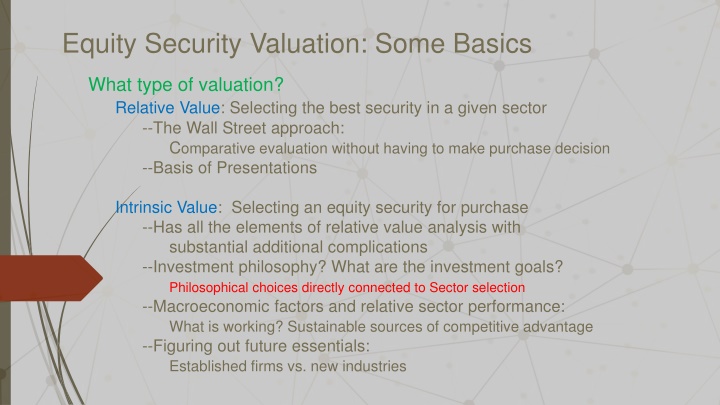 equity security valuation some basics