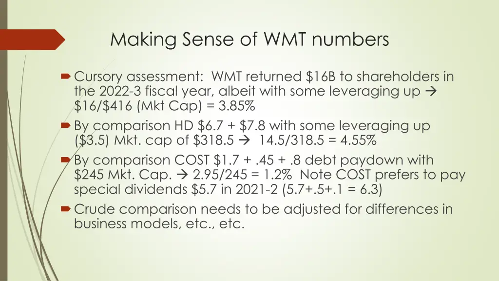 making sense of wmt numbers