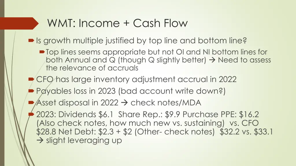 wmt income cash flow