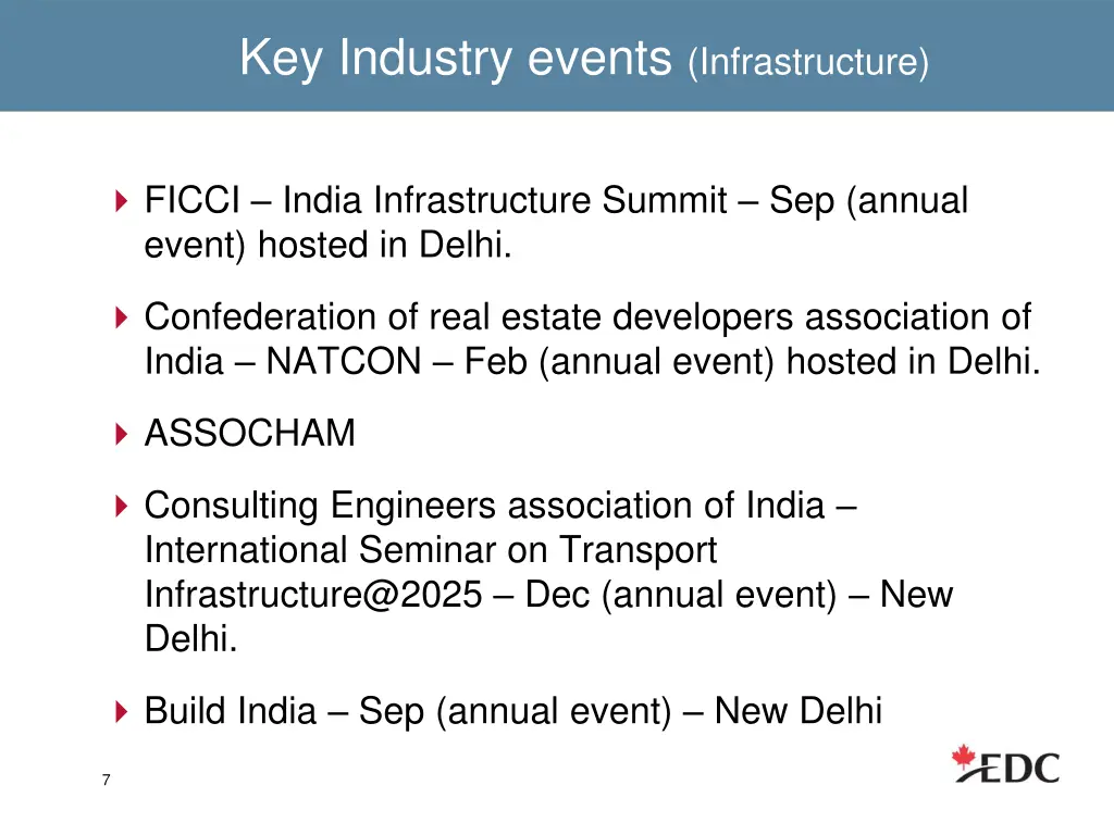 key industry events infrastructure