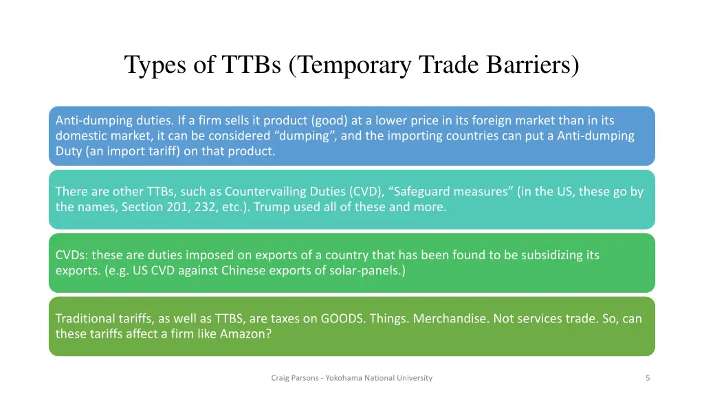 types of ttbs temporary trade barriers