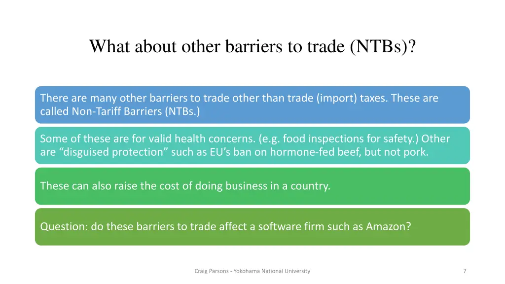 what about other barriers to trade ntbs