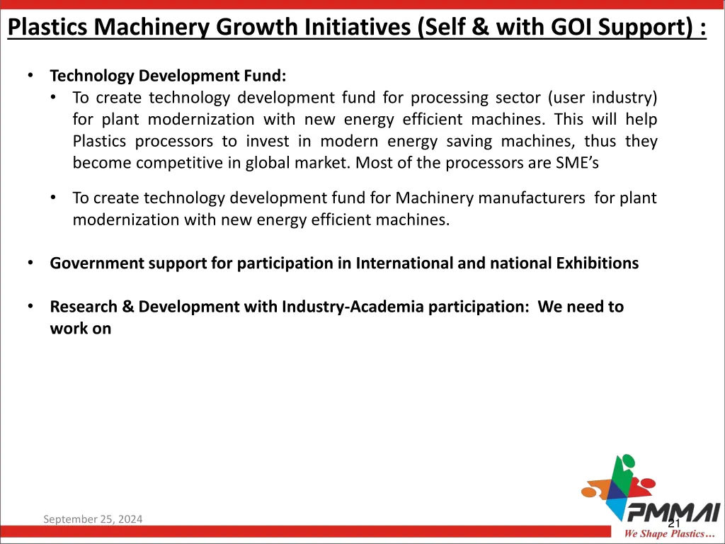 plastics machinery growth initiatives self with 1