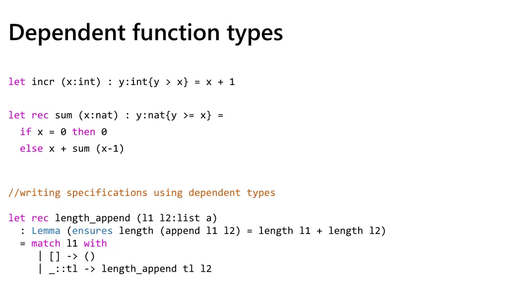 dependent function types