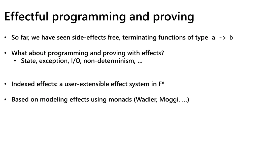 effectful programming and proving