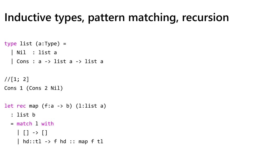 inductive types pattern matching recursion