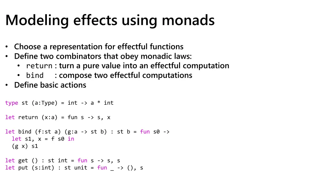 modeling effects using monads