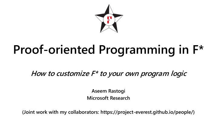 proof oriented programming in f