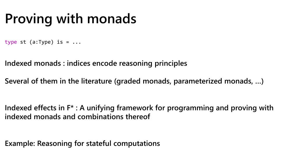 proving with monads