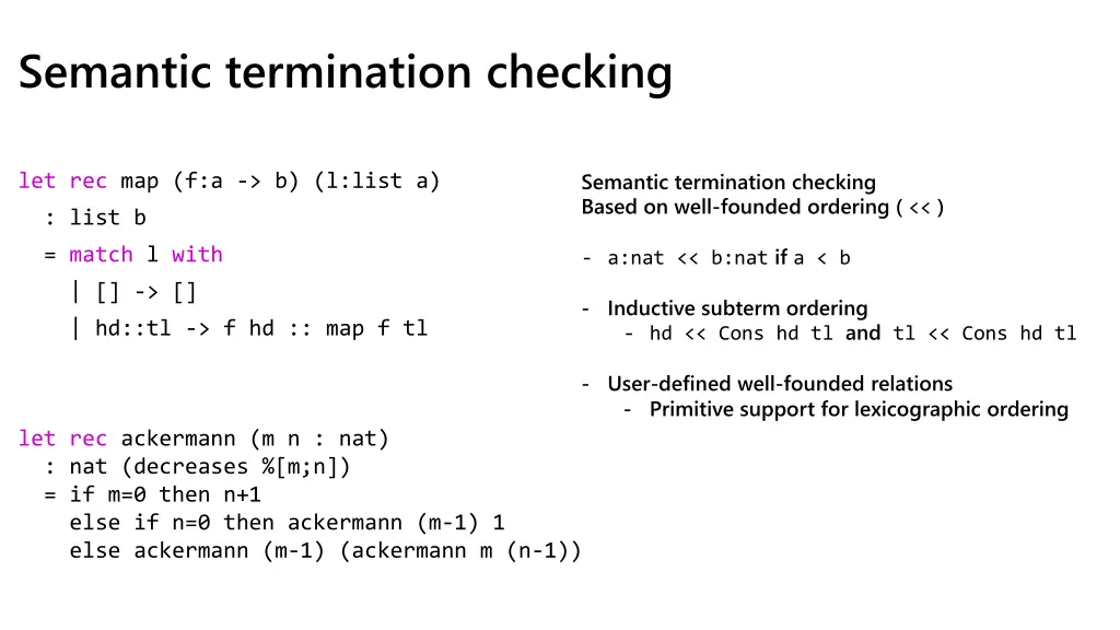 semantic termination checking