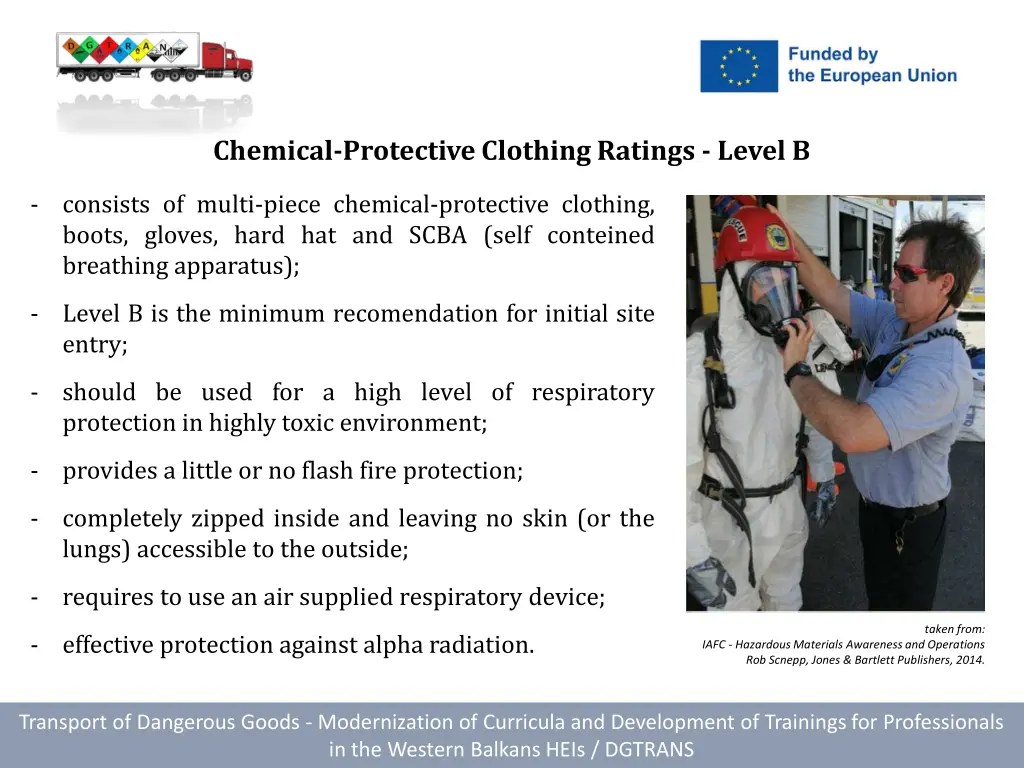 chemical protective clothing ratings level b