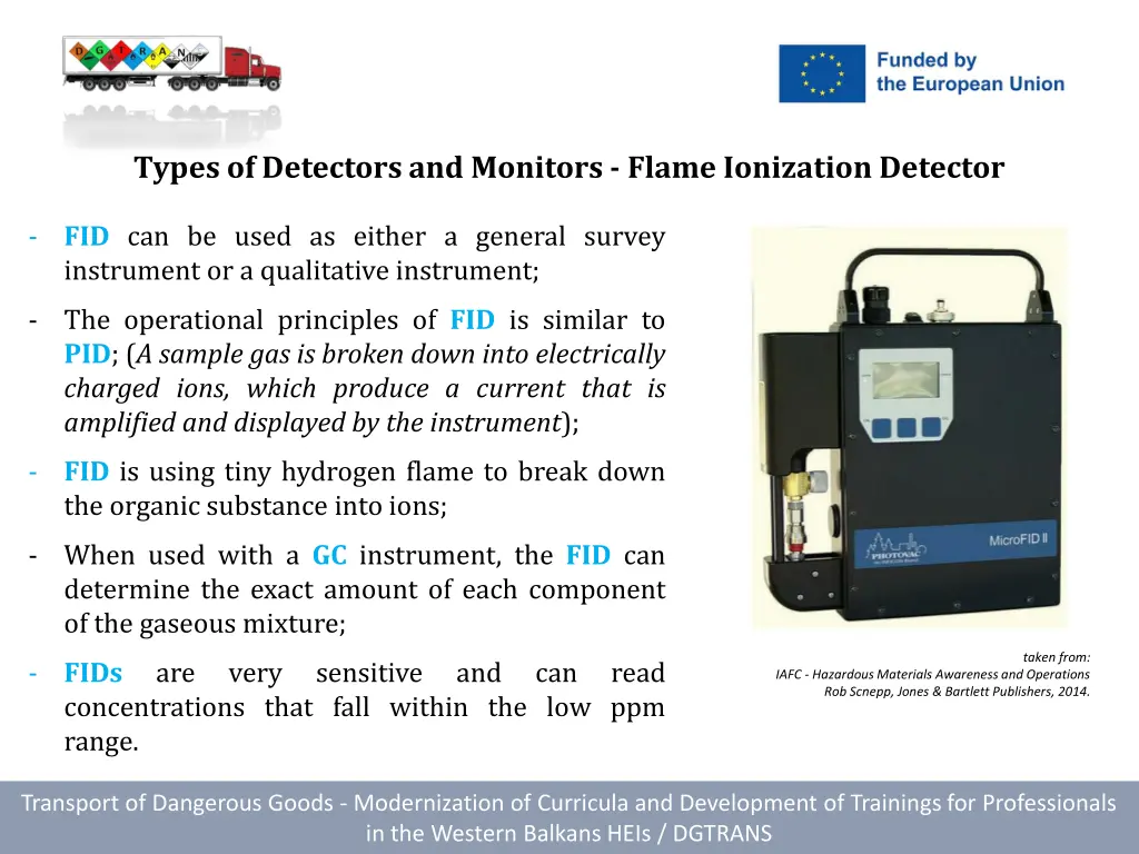 types of detectors and monitors flame ionization