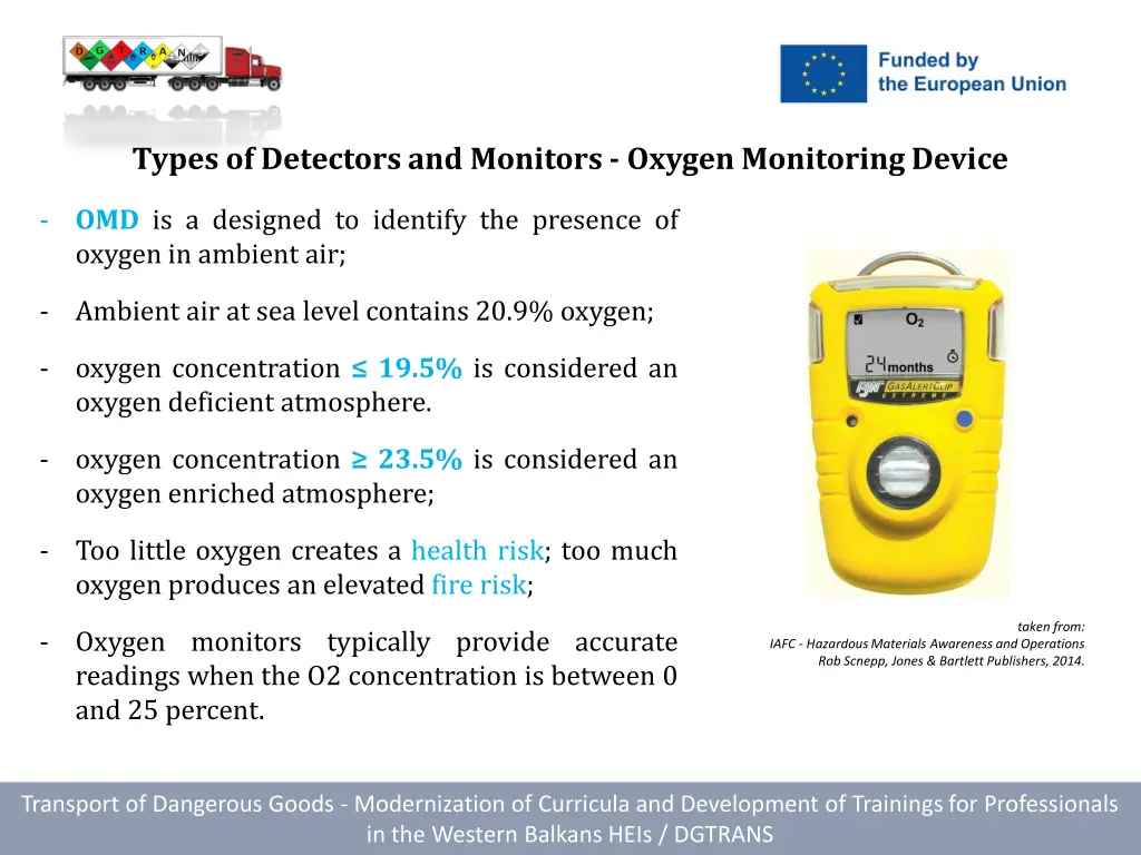 types of detectors and monitors oxygen monitoring