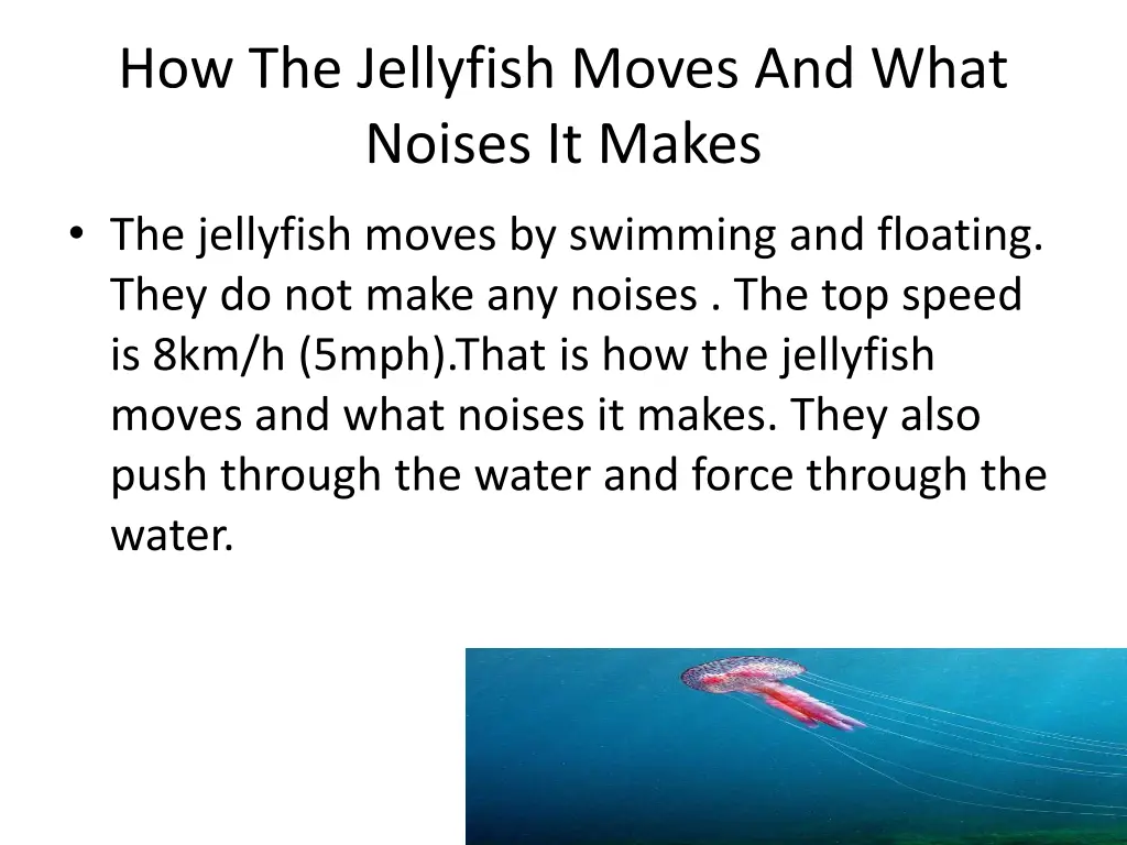 how the jellyfish moves and what noises it makes