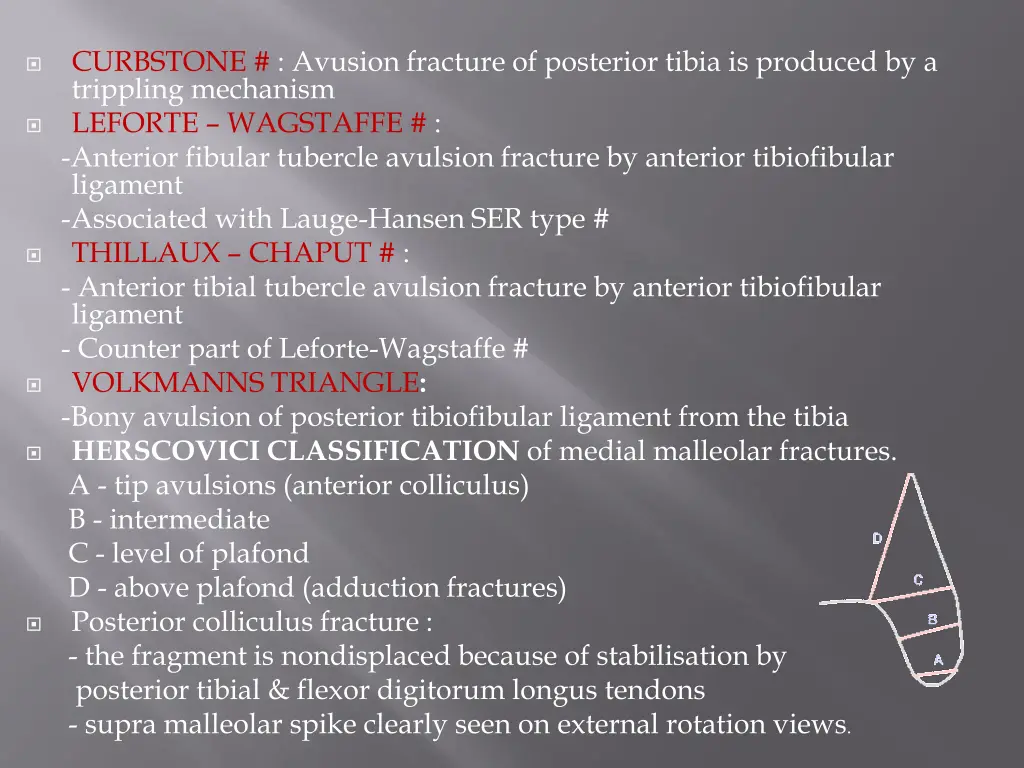 curbstone avusion fracture of posterior tibia