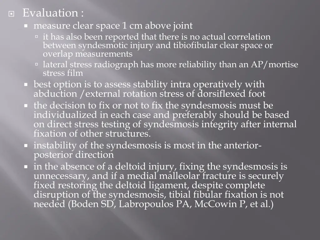 evaluation measure clear space 1 cm above joint